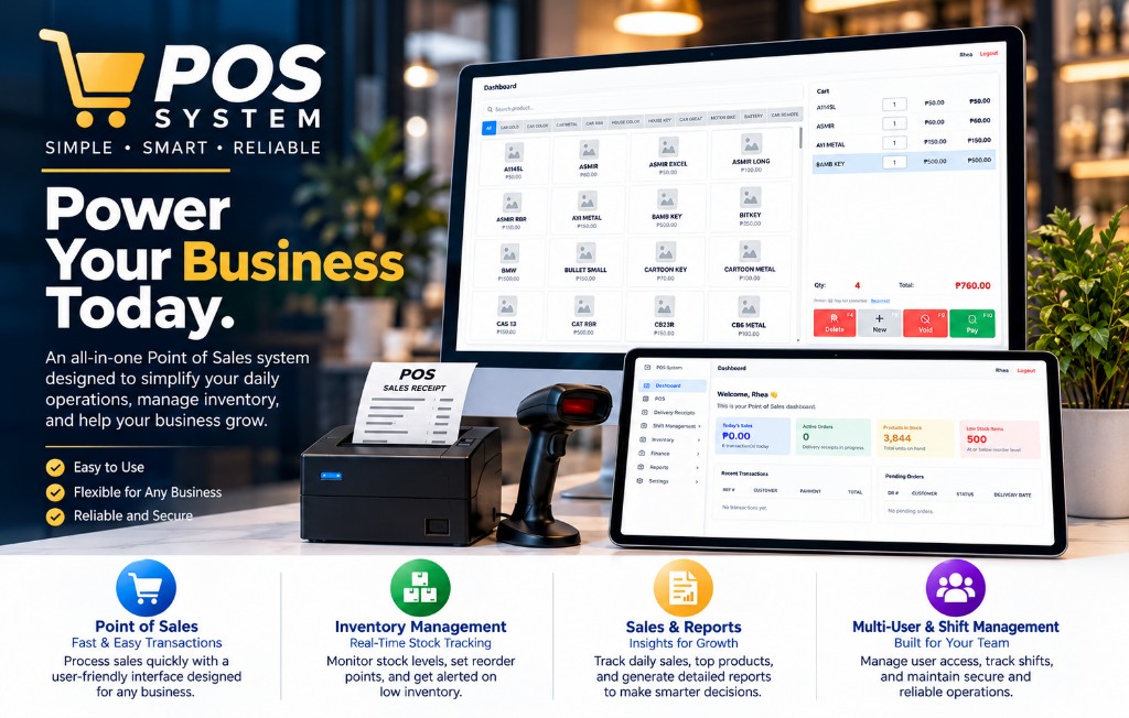 POS System — point of sales, inventory, reports, and shift management